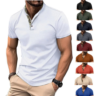 sleeved 运动Men short collar stand POLO衫 2024男士 双层立领短袖