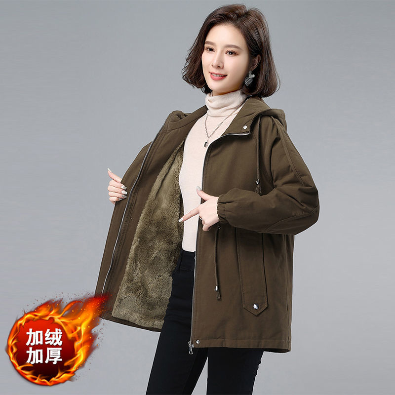 2023冬季新款派克棉服女40到50岁韩版时尚保暖加绒加厚大码外套潮