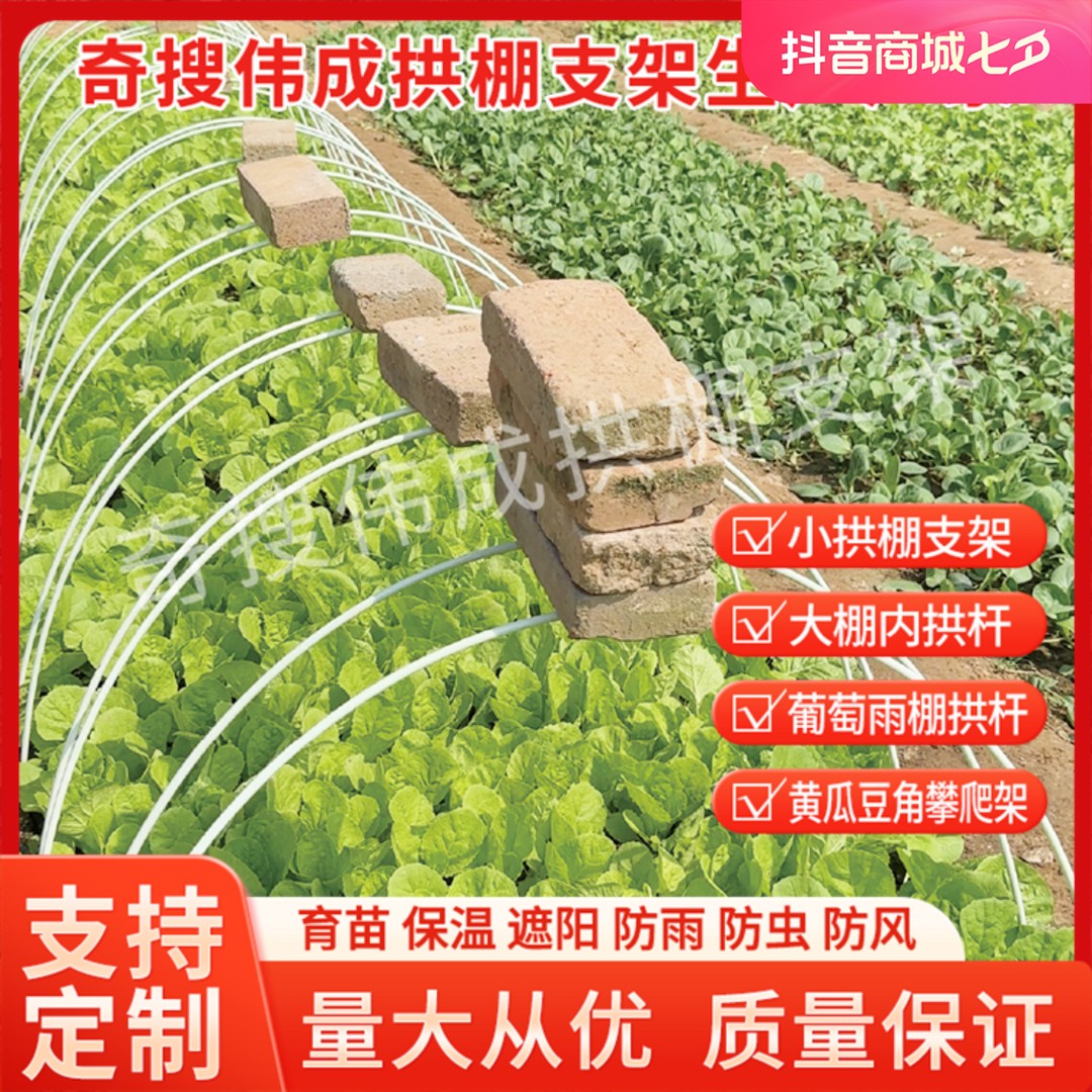 【50-100根小拱棚支架】农用菜地育苗棚保温棚暖棚架子玻璃纤维杆