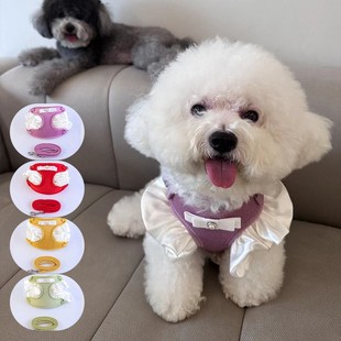奶油花边蝴蝶结宠物牵引绳中小型犬比熊博美 超萌好物秋冬新款