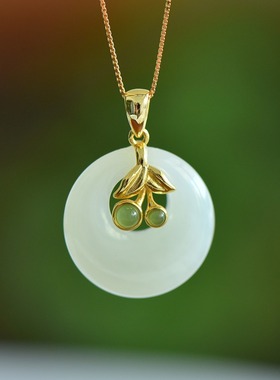 925银和田玉白玉偏心扣吊坠30241百搭气质款复古轻奢民族风国风