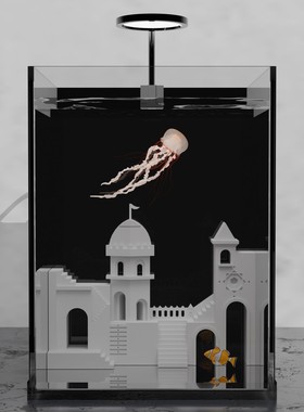 精致小鱼缸造景桌面纪念碑谷摆件3d打印城堡高颜值