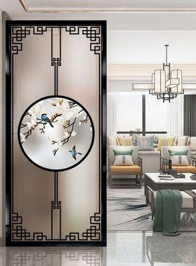 简约钢化玻璃隔断屏风铁艺不锈钢入户玄关卫生间客厅屏风隔断遮挡