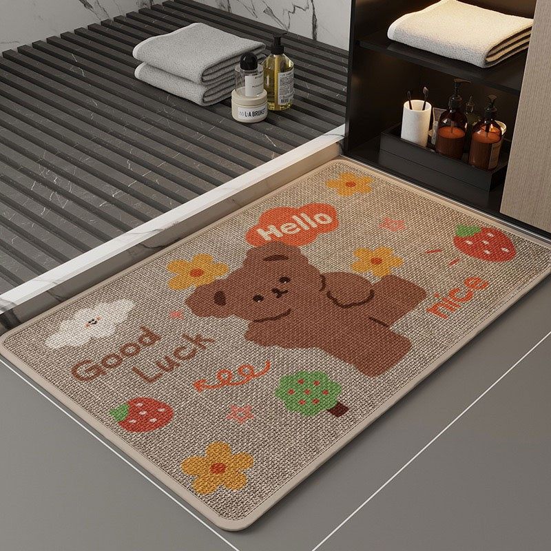 卡通亚麻编织纹浴室地垫防滑吸水脚垫卫生间门口垫子家用厕所门垫,居家布艺,入户地垫,淘宝优惠券,粉丝福利购,淘宝优惠卷
