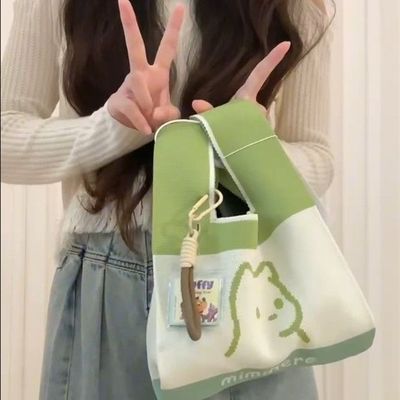 手提编织袋小号针织包女生上班上课软萌可爱高级感小拎包伴手礼