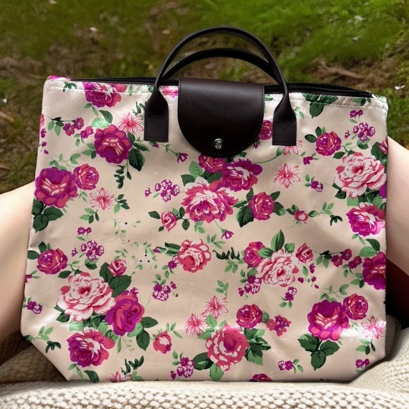 定制款玫瑰花色丁布折叠购物袋  印花手提袋购物袋礼品袋子