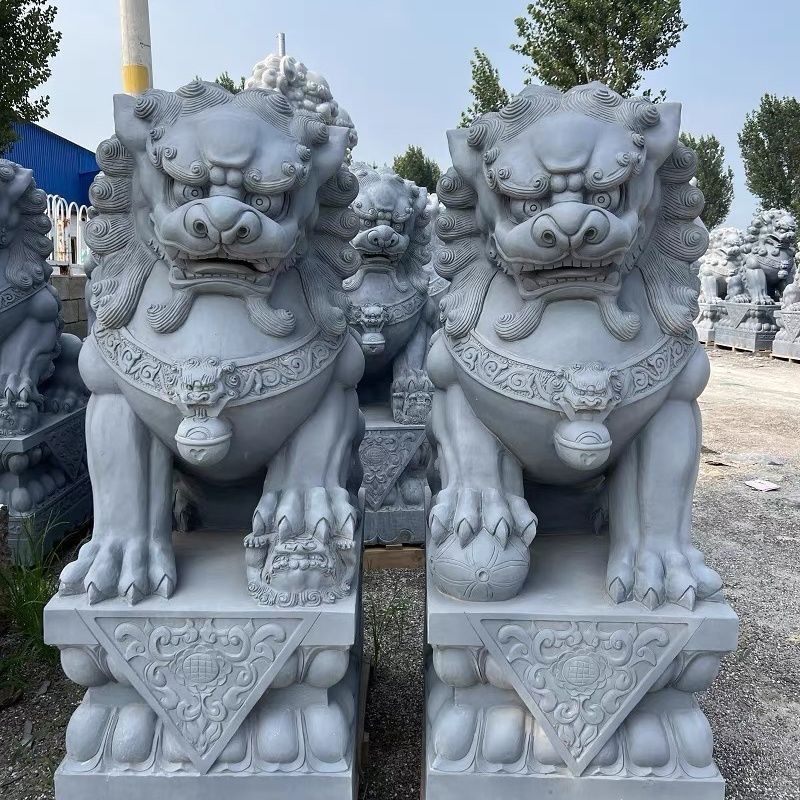石雕汉白玉青石大型石狮子一对看门镇宅家用小号门口祠堂摆件招财