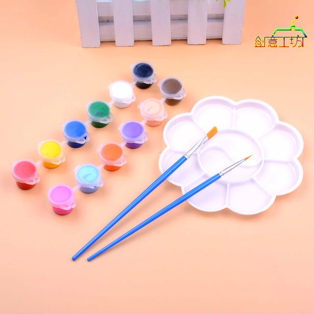 儿童丙烯颜料12色套装6连体幼儿园学生美术画画涂鸦diy石膏颜料条