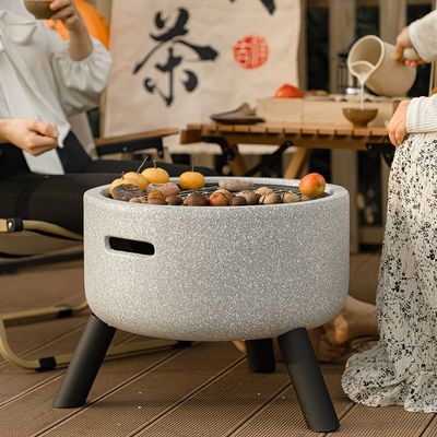围炉煮茶炉别墅庭院家用取暖炉户外烧烤炉炭火盆烤肉炉圆形烧烤架