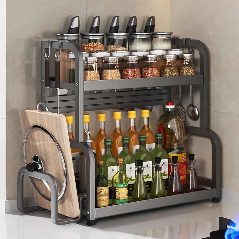 居厨厨调味品置物架厨房台面筷子加厚多功能调料品不锈钢多层收纳