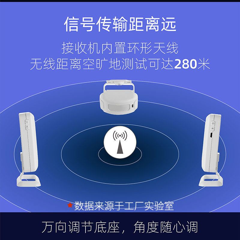 无线分体式感应器门铃三四拖二红外线防盗迎宾器店铺进入门报警器
