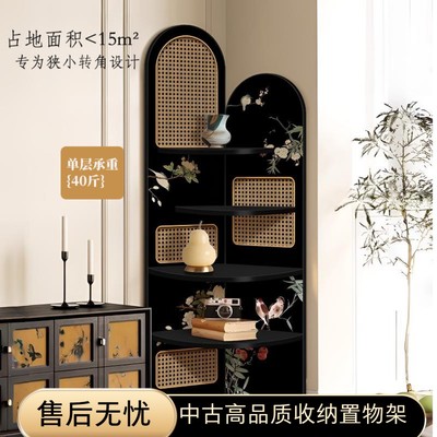 东方美学中古风转角置物架客厅落地角柜床头屏风收纳架多层可定制