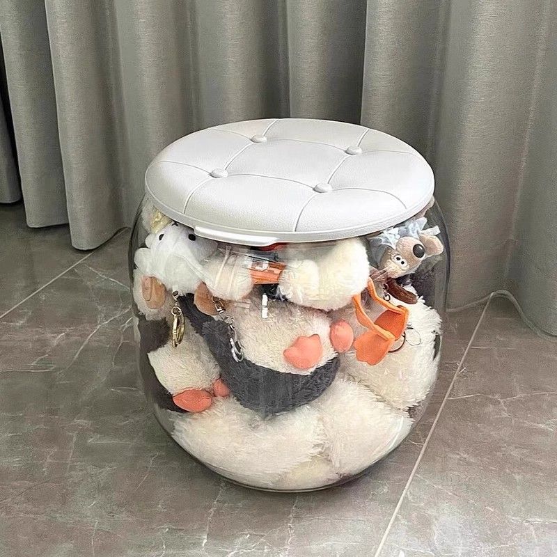 娃娃收纳筒透明娃娃收纳筒毛绒玩具收纳神器公仔玩偶收纳箱凳子储