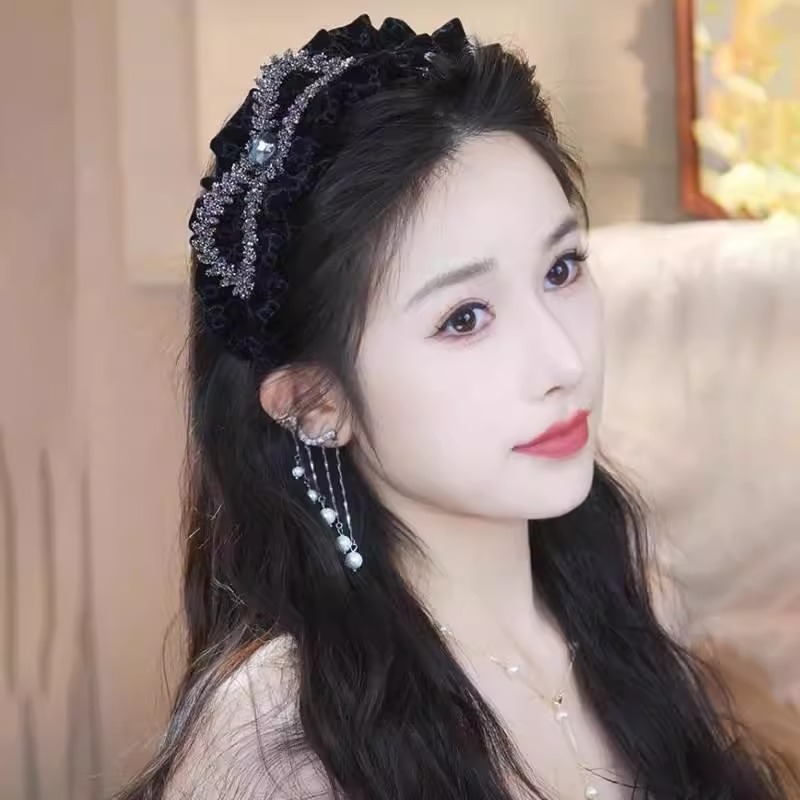丝绒显发量韩版发箍女高级感时尚蝴蝶结发卡头饰高颅顶头箍女热款