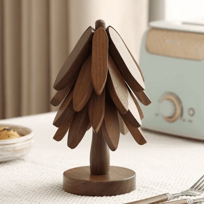 一棵树隔热垫小树林杯垫榉木耐热家用创意木质餐桌垫菜垫桌面摆件