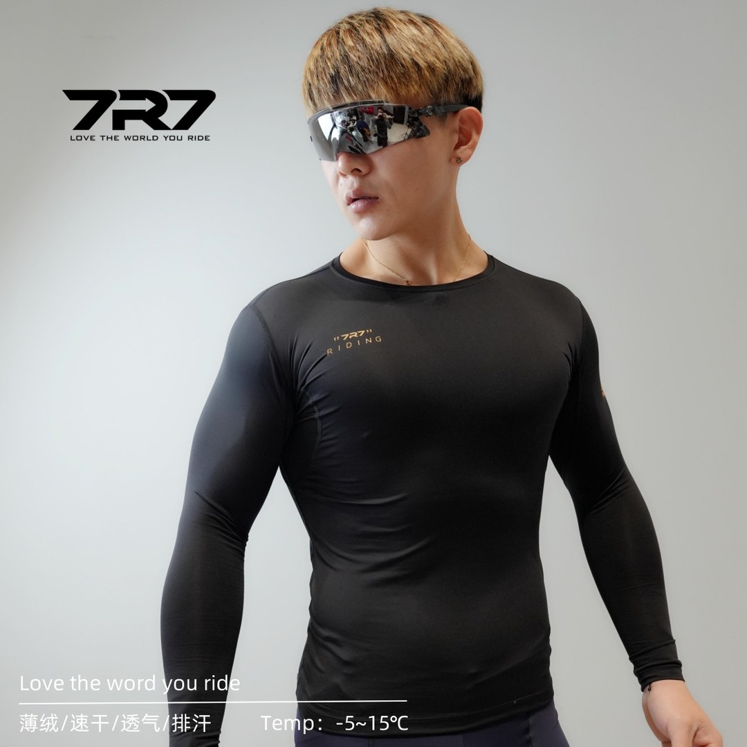 7R7休闲骑行秋冬薄绒速干衣男女款专业速干骑行服公路车L运动玩咖