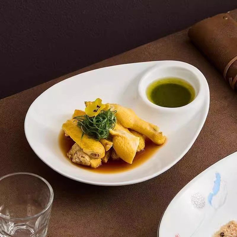 吃饺子盘子带醋碟网红高档饭店餐具陶瓷碟专用寿司凉菜水饺盘虾盘,餐饮具,盘,淘宝优惠券,粉丝福利购,淘宝优惠卷