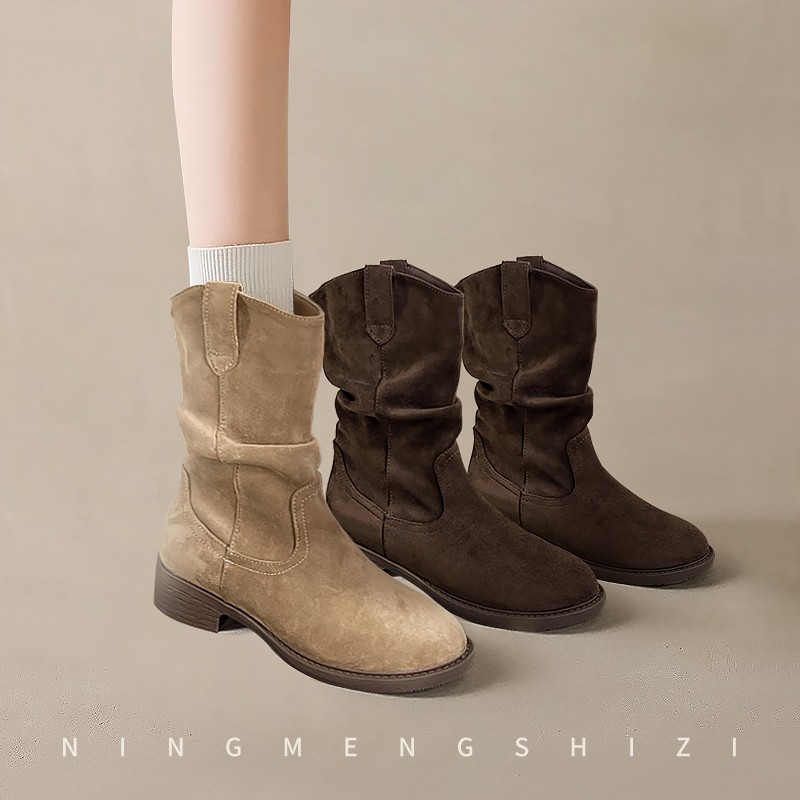 【增高4cm-8cm】美拉德靴子女款爆款2025新款马丁靴百搭短靴堆堆
