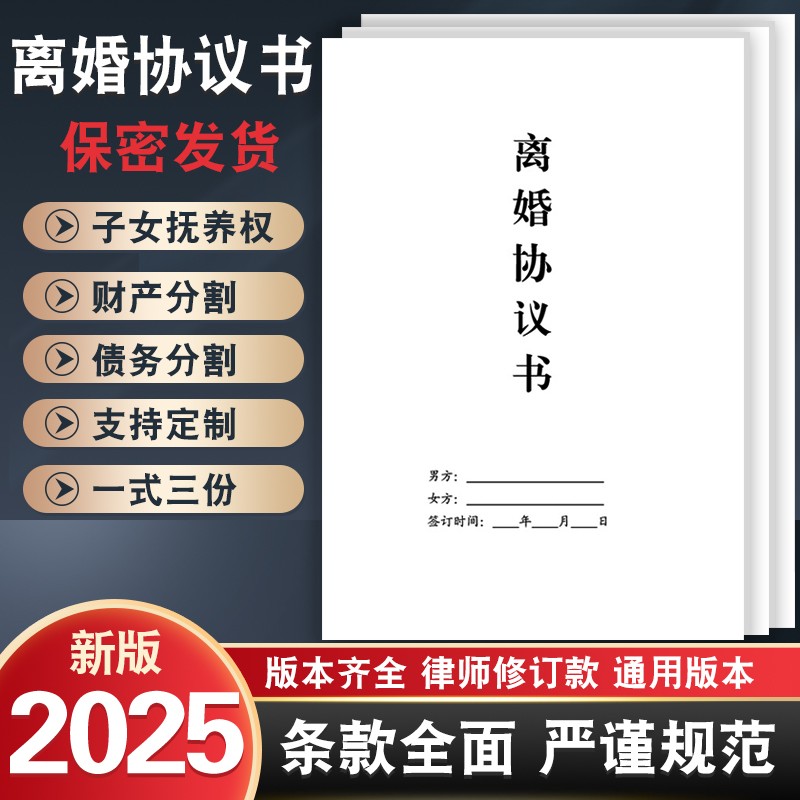 2025新版律师版离婚协议书打印好的无有子女财产债务起草纸质版
