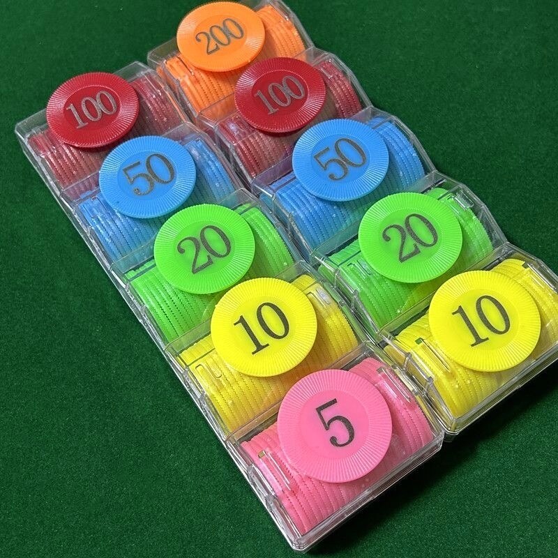 齿轮款筹码双面数字激光雕刻棋牌室麻将盒装儿童游戏奖励积分代币