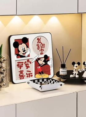 平安喜乐米奇摆台装饰画摆件入户玄关免打孔