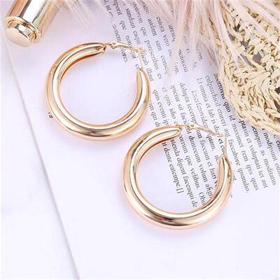 Personality 50 MM Big Gold Hoops Earrings Minimalist Thick T