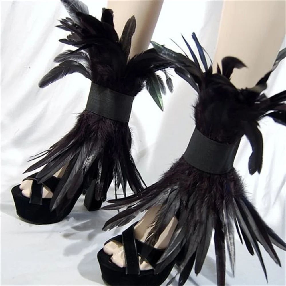 Feather Embroidery Lace Glove Medieval Steampunk Gothic Fing