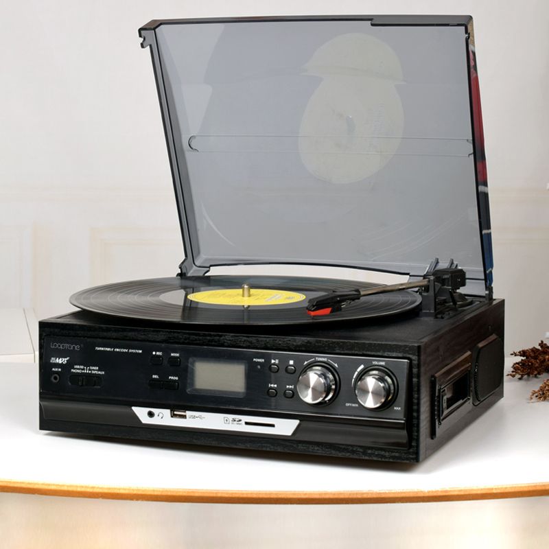 复古留声机音响现代LP电唱机黑胶唱片机老式多功能磁带收音机