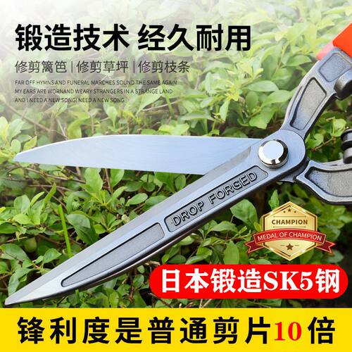 进口园林大剪刀修枝剪锻造高碳钢大号草坪剪园艺剪粗枝剪篱笆剪