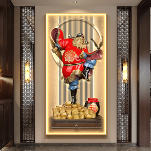 天师钟馗画像玄关装饰画新中式钟魁神像镇宅挂画门神招福财壁画灯