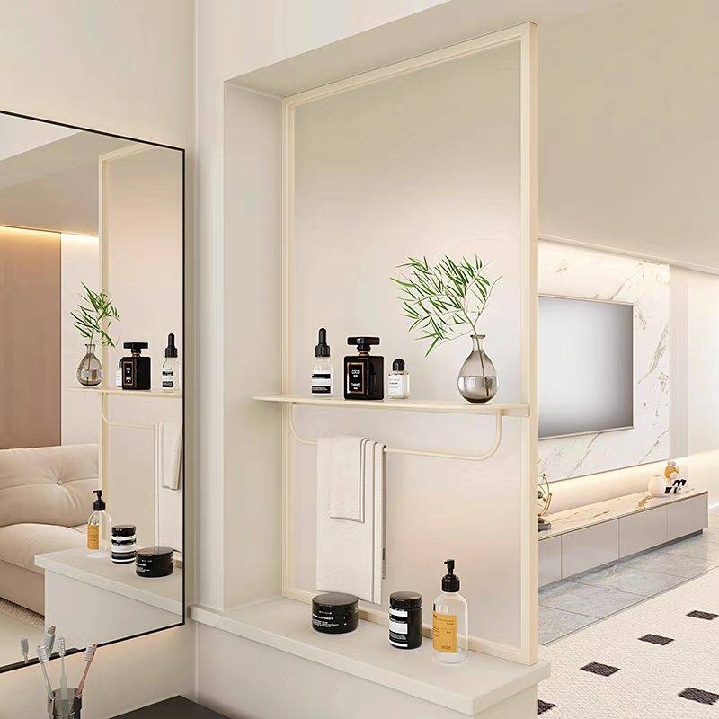 新款简约卫生间长虹玻璃半墙屏风轻奢干湿洗手台创意隔断客厅铁艺