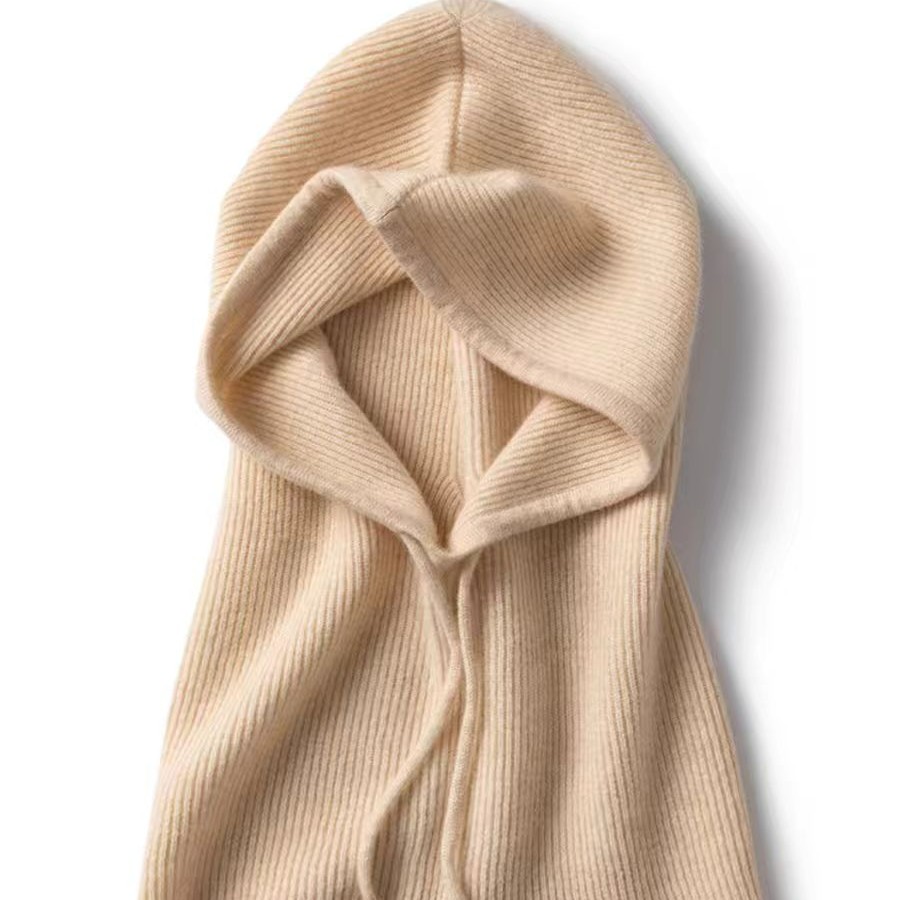 休闲叠穿加厚元宝针山羊绒帽子男女同款