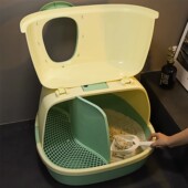 猫砂盆走廊式 防臭超大猫厕所 长通道防带砂s型大号全封闭半封闭式