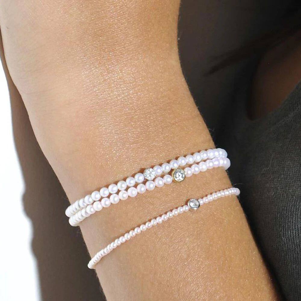 Aide 925 Sterling Silver Minimalism Pearl Zircon Bracelet Fo