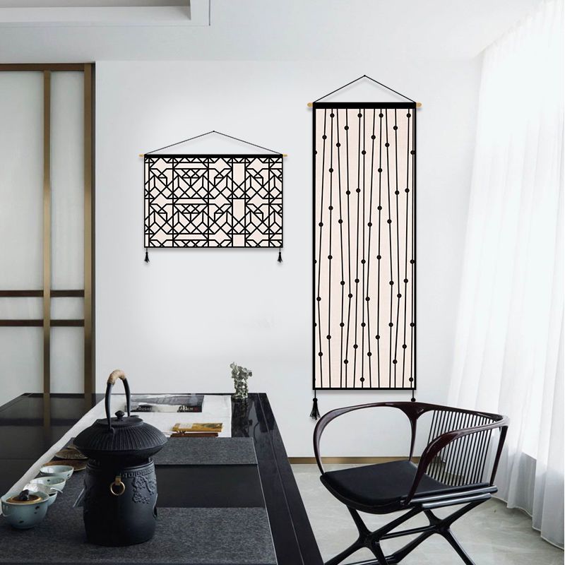 北欧黑白简约布艺挂画卧室客厅装饰画电表箱遮挡布楼梯口过道挂毯图片
