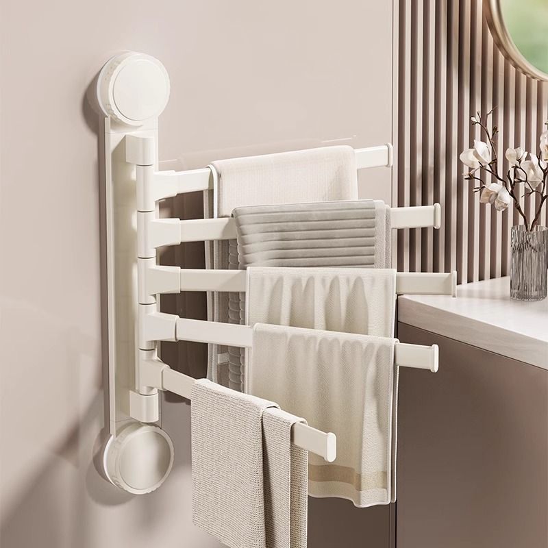 衣架挂墙式浴室吸盘旋转多杆晾衣架毛巾架卫生间免打孔墙上壁挂式
