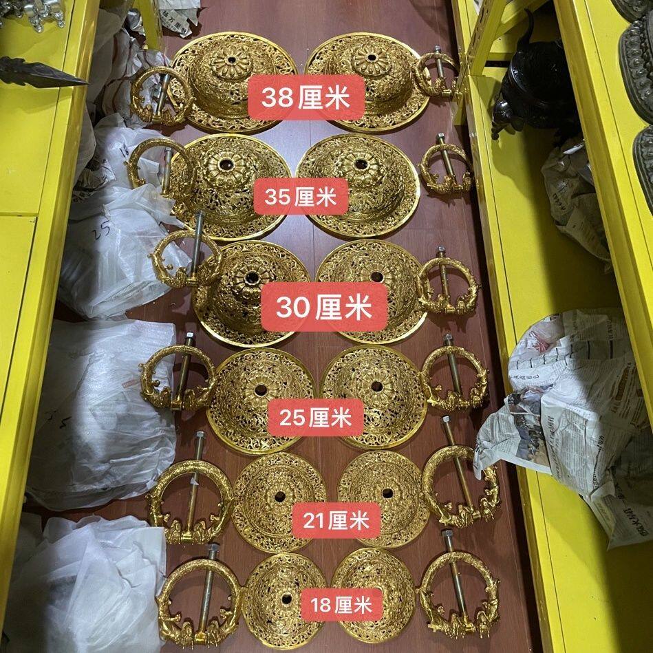 纯铜藏式门把门拉手佛堂门环双龙佛堂藏传民族特色龙头雕花鎏金
