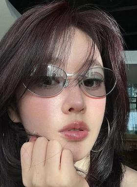 韩系复古金属猫眼墨镜女2024新款个性街拍辣妹圆脸太阳镜防紫外线