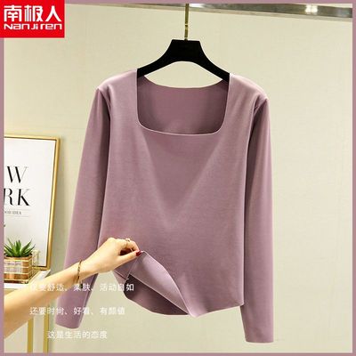 南极人双面德绒打底衫女内搭方领加绒加厚保暖上衣秋冬长袖低领