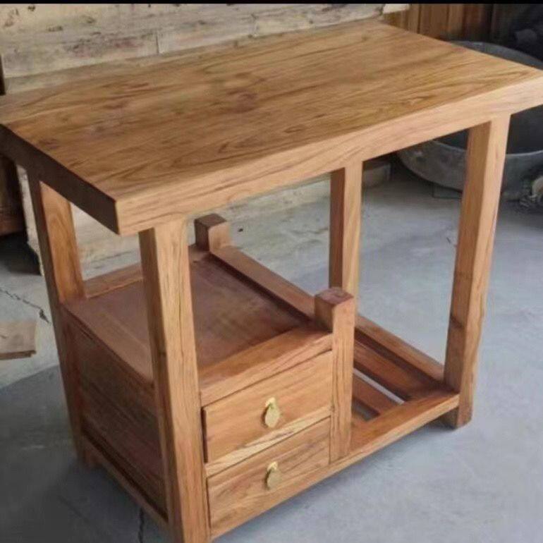 实木老榆木简约茶水桌榆木家具茶水柜多功能中式茶桌泡茶烧水柜