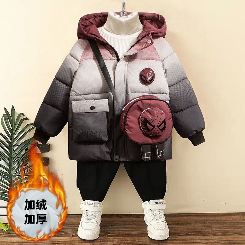 童装男童棉服冬季羽绒棉袄加绒加厚2025新款小童宝宝卡通棉服洋气