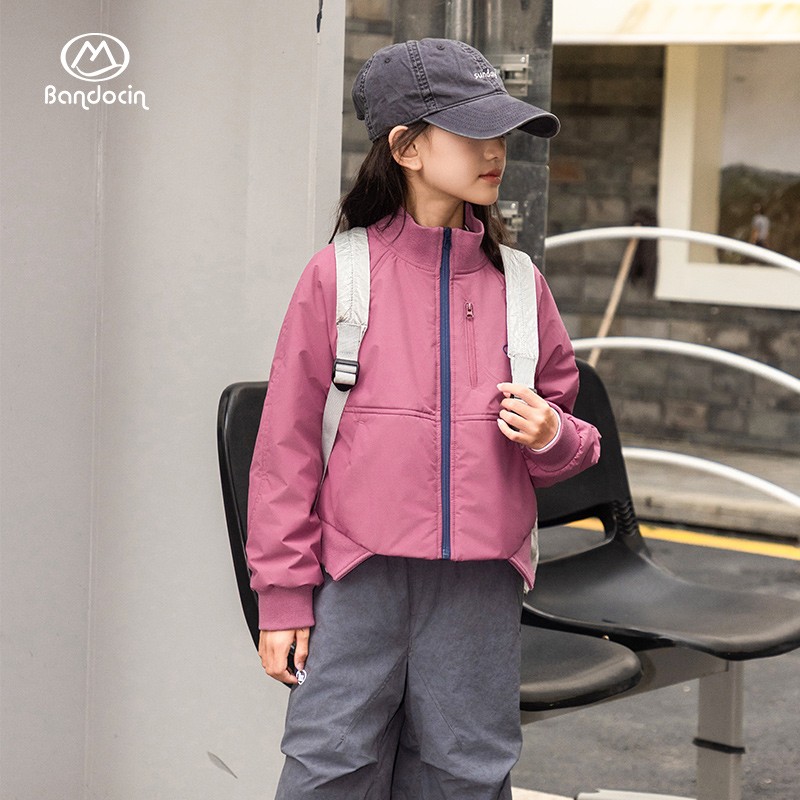 BANDOCIN/半度闲童装男女杜邦【轻棉服】保暖不拉链外套萌娃森系