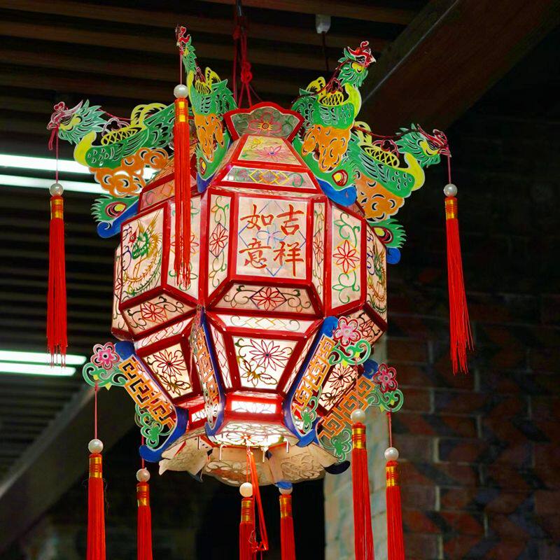 非遗古典手工纸雕灯笼元宵春节日活动布展商街景装饰灯研学花灯会