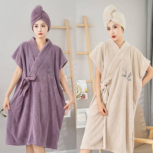 浴巾女可穿式成人家用学生浴袍式浴裙比纯棉更吸水不掉毛洗澡裹巾