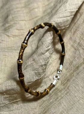 鸡藤血手镯紫竹根手镯子紫竹藤鸡血藤手环男女情侣款简约实心竹子