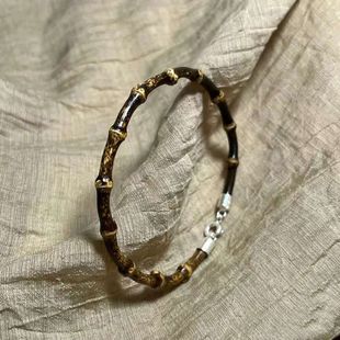 鸡藤血手镯紫竹根手镯子紫竹藤鸡血藤手环男女情侣款简约实心竹子