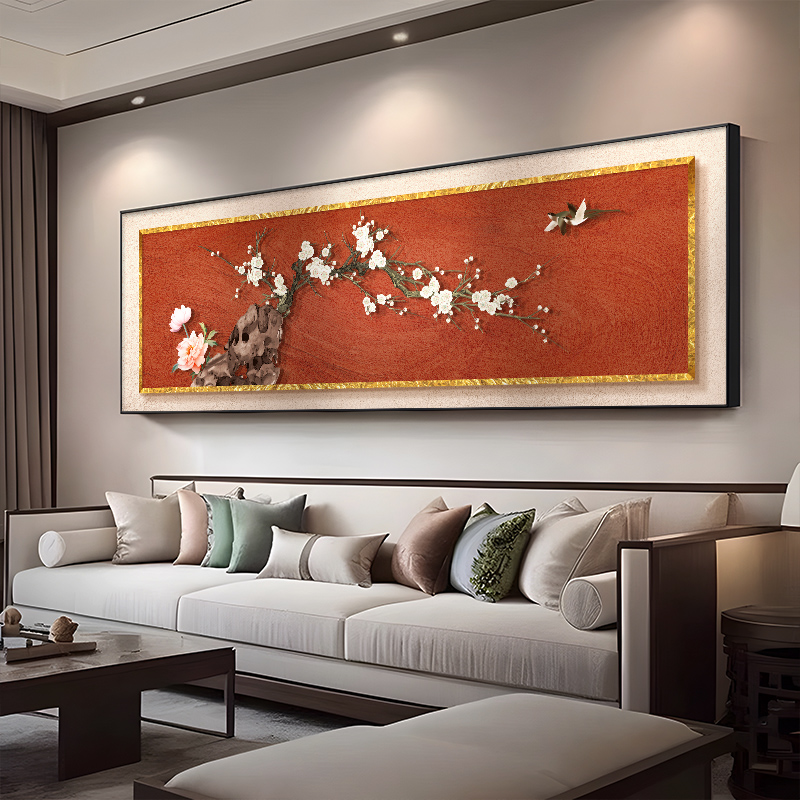 喜上枝头客厅装饰画中国风花鸟沙发背景墙挂画中式喜庆寓意好壁画