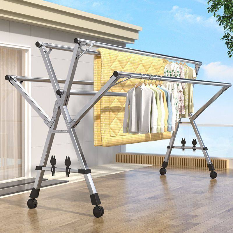 能晒被子的晾衣架晾衣架阳台家用落地折叠晒被子室内外挂衣服精钢