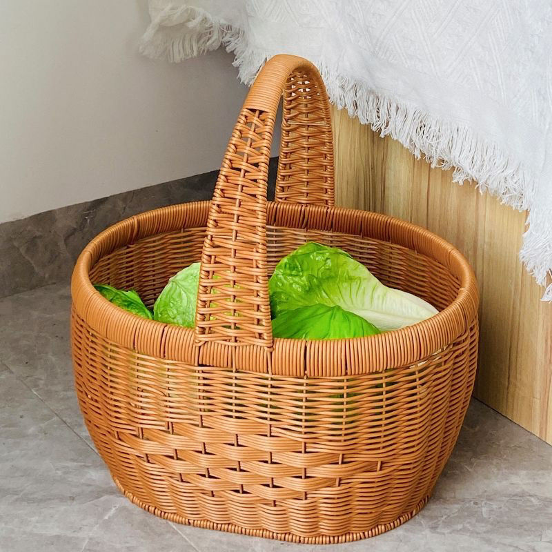 新款纯手工彷藤编织水果篮购物篮提篮鸡蛋手提菜篮子收纳采摘野餐