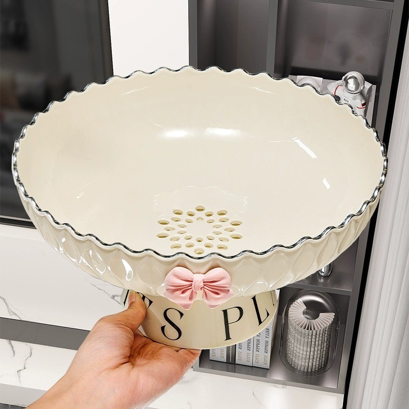 高颜值大号水果盘2025新款沥水篮客厅家用茶几糖果轻奢高档水果盘